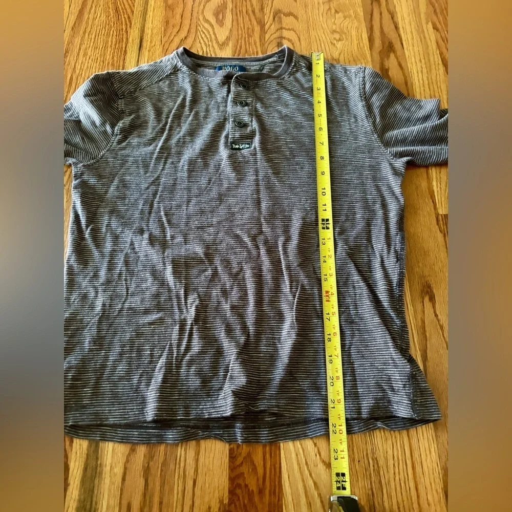 Ralph Lauren Boys Large 14/15 Black Striped Henley Shirt